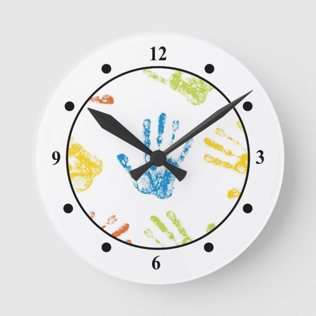 Kids Handprints Round Clock (Front)