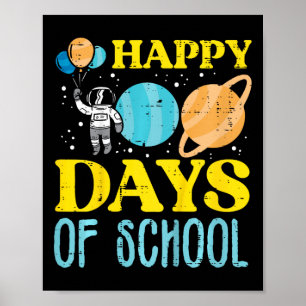 Kids Happy 100 Days Of School Astronaut Planets 10 Poster