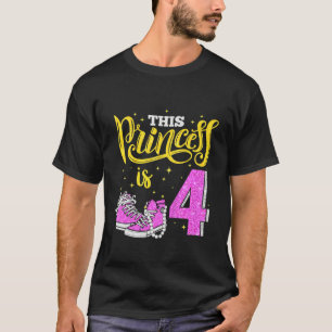 Kids Happy 4th Birthday  For Girls Sneakers Crown  T-Shirt