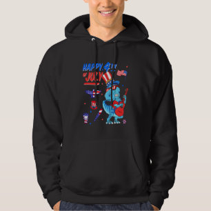 Kids Happy 4th Of July T-Rex Dino Dinosaur Baby To Hoodie