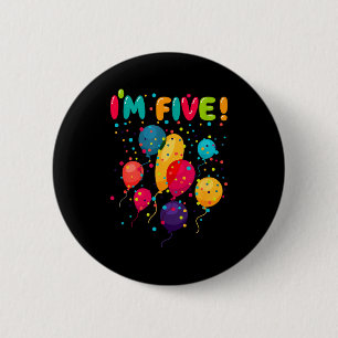Kids happy 5 fifth birthday party balloons  2 inch round button