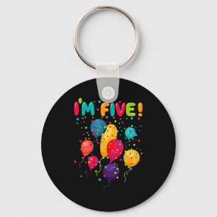 Kids happy 5 fifth birthday party balloons keychain