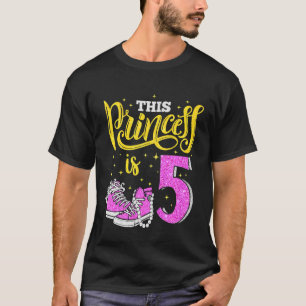 Kids Happy 5th Birthday For Girls Sneakers Crown T-Shirt