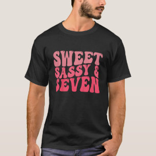 Kids Happy 7th Birthday Sweet Sassy and Seven Girl T-Shirt