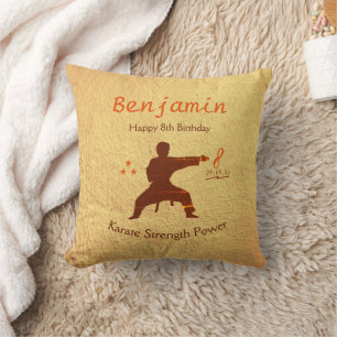 Kids Happy 8th Birthday Japan Martial Arts Karate Throw Pillow