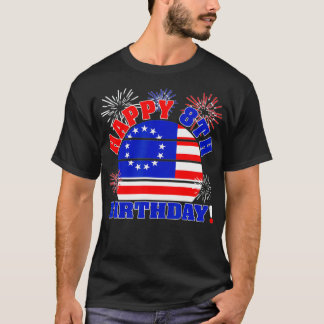 Kids Happy 8th Birthday On 4th Of July Vintage 13 T-Shirt