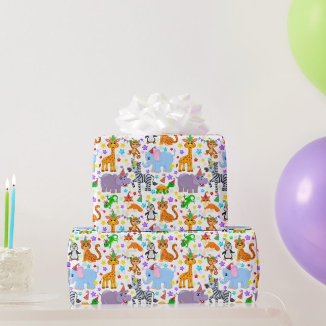Kids Happy Animal Birthday  Wrapping Paper (Party Gifts)