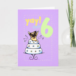 Kids Happy Birthday Age 6 Cake Pug Card