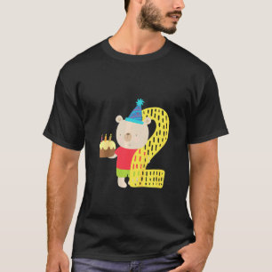 Kids Happy Birthday Animal Party Bear Kids Age Two T-Shirt