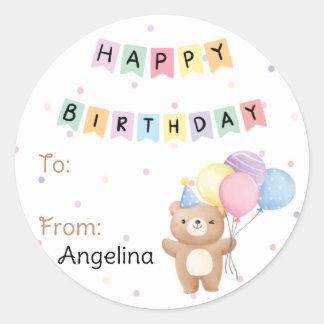 Kid's Happy Birthday Bear Gift Label | Tag