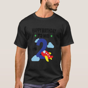 Kids Happy Birthday To Me Age 2 Two Airplane Party T-Shirt