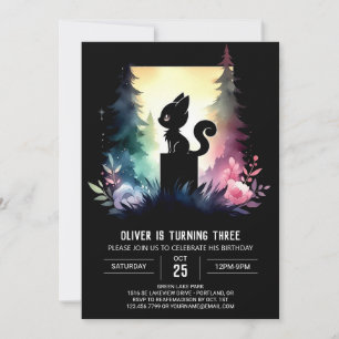 Kids Happy Cat Birthday Invitation