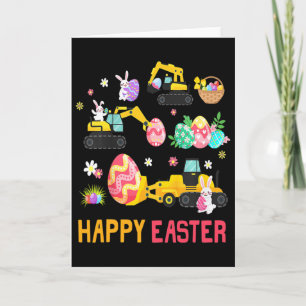 Kids Happy Easter Construction Crane Truck Boys To Card