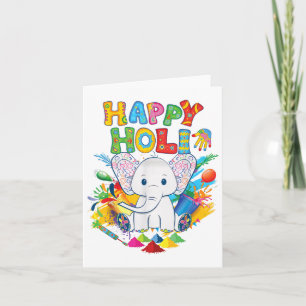 Kids Happy Holi Festival India Colour Elephant Hin Card