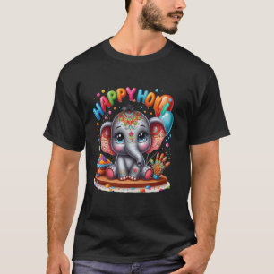 Kids Happy Holi Festival India Colour Elephant Hin T-Shirt