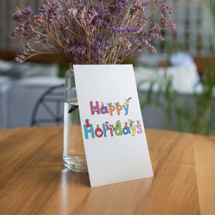 Kids Happy Holidays Stick Figure Typography Invitation