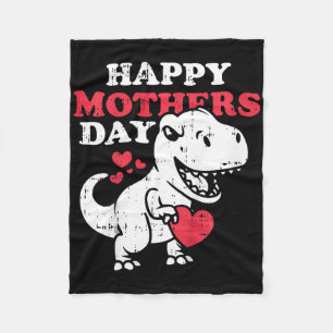 Kids Happy Mothers Day Cute T Rex Dinosaur Son Tod Fleece Blanket