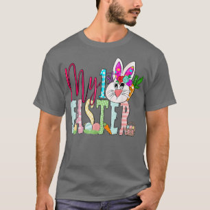 Kids Happy My 1st Easter Love Rose With Bunny Ears T-Shirt