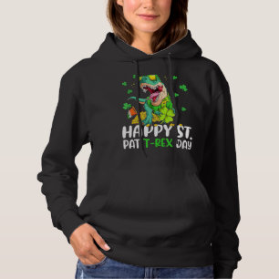 Kids Happy St Pat T Rex Day Dino Saurus St Patrick Hoodie