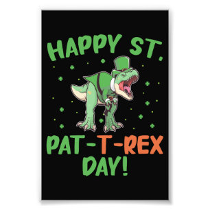 Kids Happy St Pat Trex Day Dino St Patricks Day  Photo Print