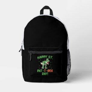 Kids Happy St Pat Trex Day Dino St Patricks Day  Printed Backpack