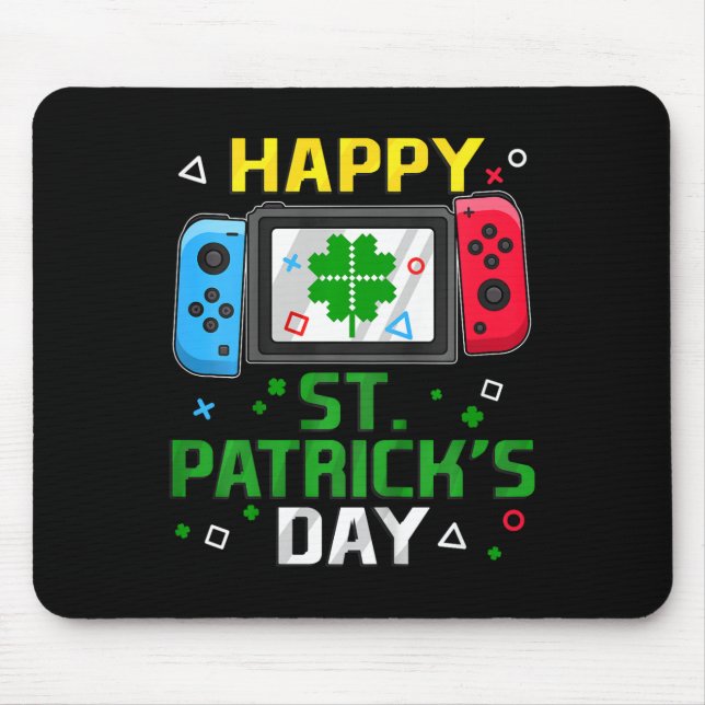 Kids Happy St Patricks Day Videogame Controller Bo Mouse Pad (Front)