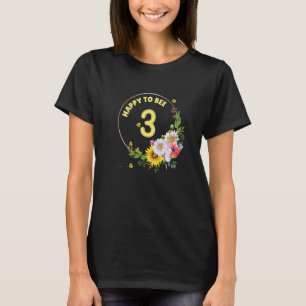 Kids Happy to Bee 3 kids Birthday T-Shirt