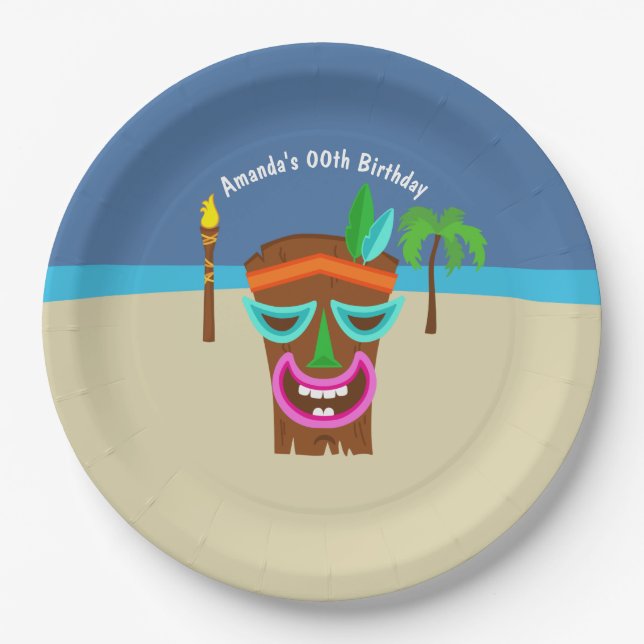 Kids Hawaiian Luau Party Paper Plate (Front)