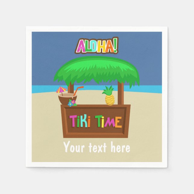 Kids Hawaiian Luau Party Personalized Napkin (Front)