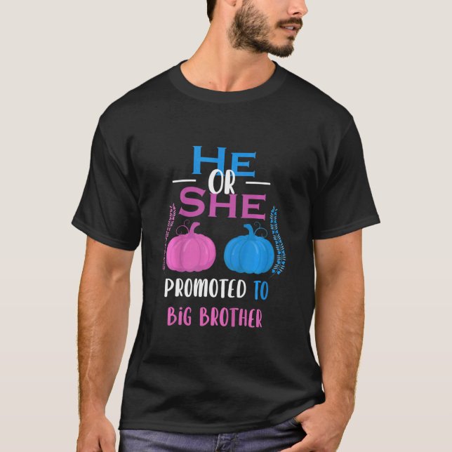 Kids He Or She Promoted To Big Brother Gender Reve T-Shirt (Front)