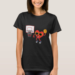 Kids Heart Dunk Bysketbyll Player Valentines Day L T-Shirt