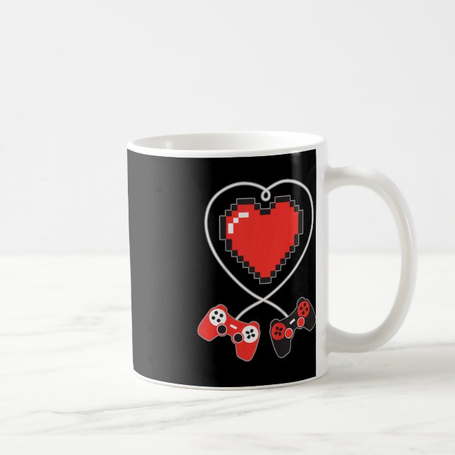 Kids Heart Pixel Art Video-Game Controller Valenti Coffee Mug (Right)