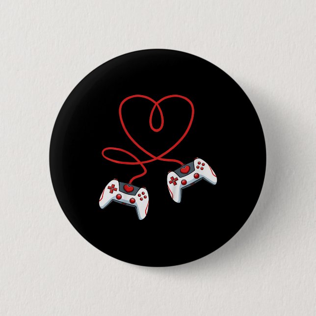 Kids Heart Video-Game Controller Valentines Day Co 2 Inch Round Button (Front)