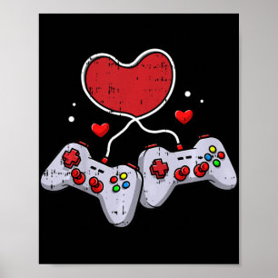 Kids Heart Video-Game Controller Valentines Day Co Poster