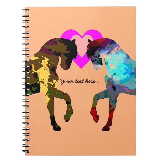 Kids Hearts And Horse Personalized Notebook (Front)