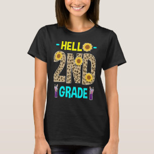 Kids Hello 2nd Grade Shirt Leopard Print Shirt Sec