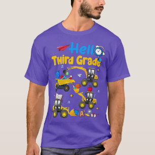 Kids Hello 3rd Grade Construction Truck Kids Back  T-Shirt