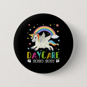 Kids Hello Daycare 2020 Quarantine Cute Unicorn 2 Inch Round Button
