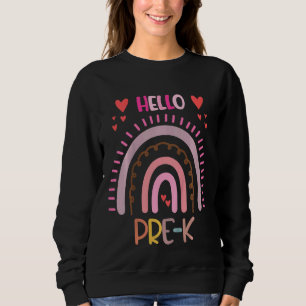 Kids Hello Pre K Rainbow Teachers Kids Back To Sch Sweatshirt