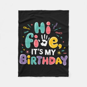 Kids Hi Five Its My Birthday 5th Birthday Party 5  Fleece Blanket