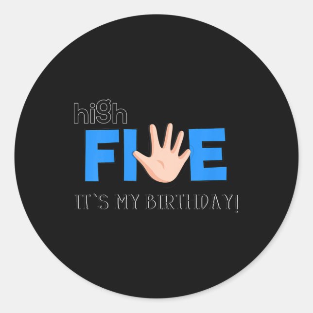 Kids High Five - Cool 5 Year Old Kids Birthday Gif Classic Round Sticker (Front)