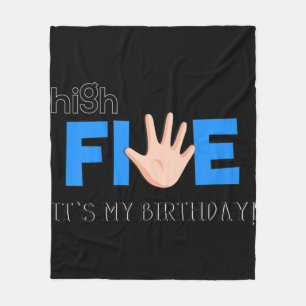 Kids High Five - Cool 5 Year Old Kids Birthday Gif Fleece Blanket