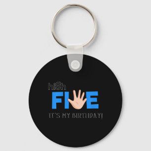Kids High Five - Cool 5 Year Old Kids Birthday Gif Keychain