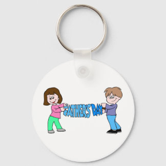 Kids holding Fathers Day Banner Keychain