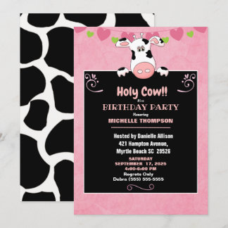 Kids Holy Cow Birthday Party Invitation