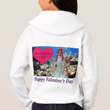 kids hoodie.  Happy Valentine's day.  doe/mermaid