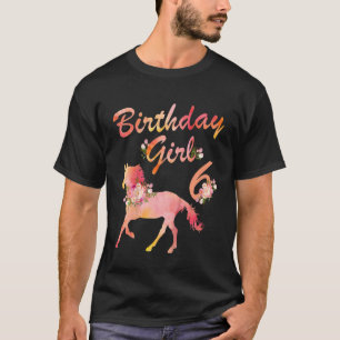 Kids Horse 6th Birthday For Girls Love Horses 6 Y T-Shirt
