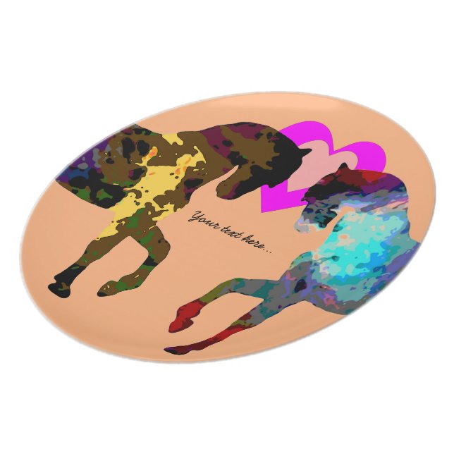 Kids Horse and Hearts Plate (Left Side)