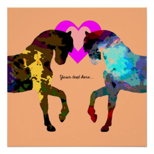Kids Horse and Hearts Poster