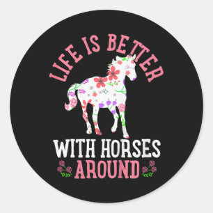 Kids Horse Horseback Riding Cute Gift Classic Round Sticker